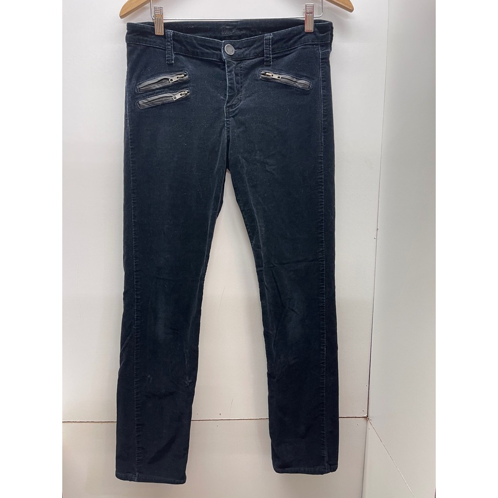 Kut from the Kloth Navy Corduroy Moto Zipper Skinny Pants Women Size 6